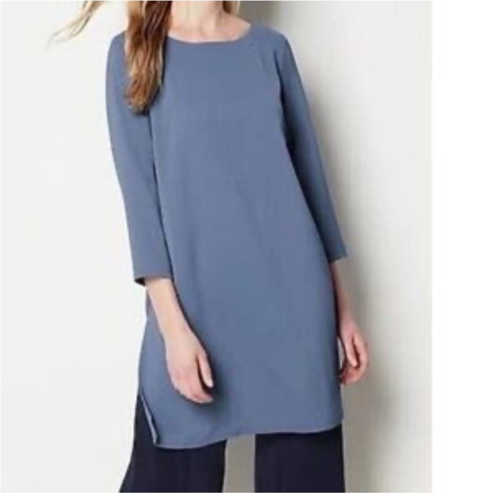 J Jill 3/4 Sleeve Tunic Size Large Petite Blue